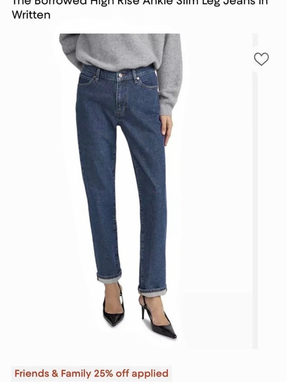 NWOT FRAME The Borrowed High Rise Ankle Slim Straight Jeans Blue Waist 27